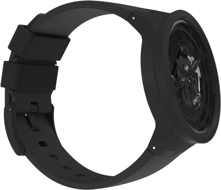 Swatch,Other 47mm,47mm,Bioceramic,Black,Skeleton,Quartz,Sapphire,Crystal Glass,Round,SB03B100
