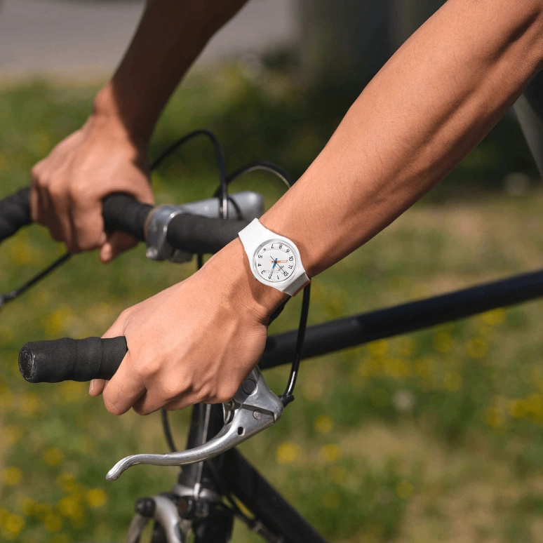 Swatch,Other 34mm,34mm,Bio-sourced,White,Quartz,Day,Sapphire,Crystal Glass,SO28W400