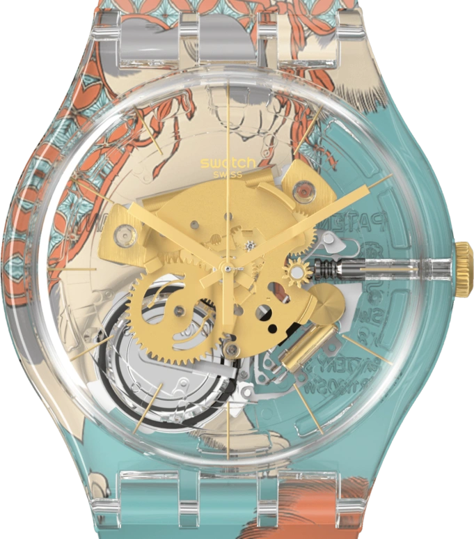 Swatch,Originals 41mm,41mm,Plastic,Transparent,Quartz,Round,SUOK147,SUOK147-034