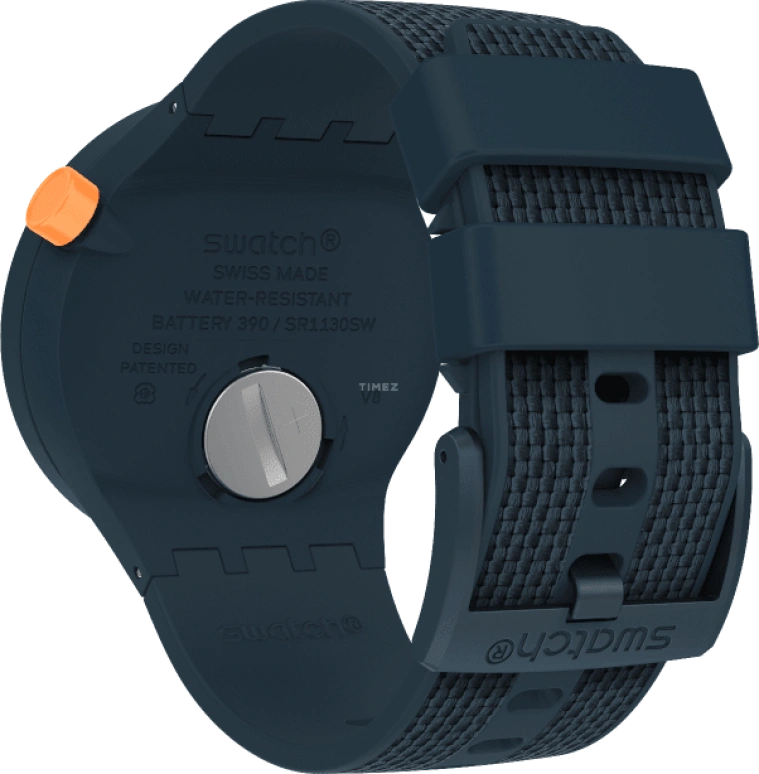 Swatch,THE BOLD 47mm,47mm,Plastic,Blue,Sapphire,Crystal Glass,Closed,SO27N107