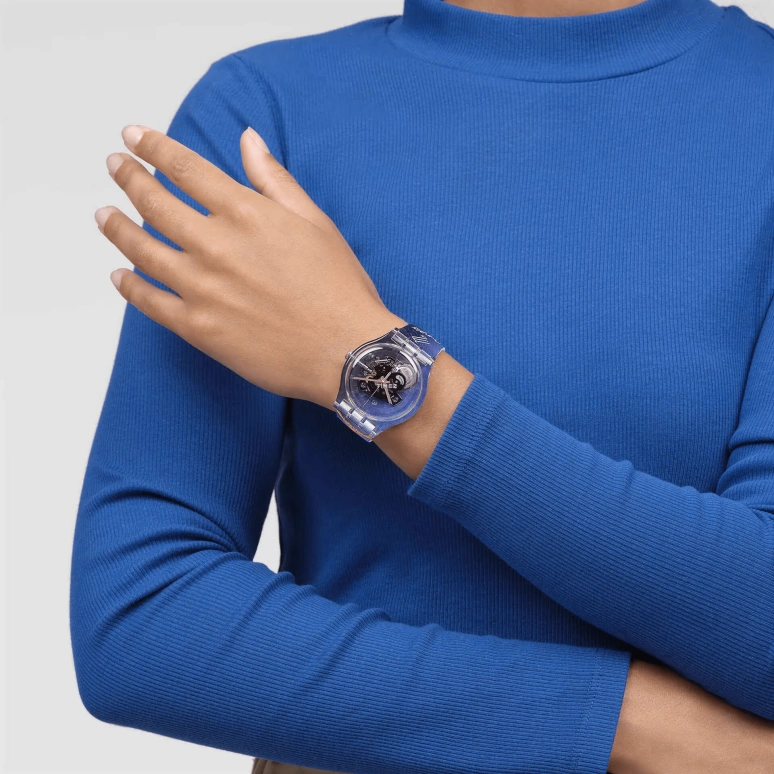 Swatch,Originals 41mm,41mm,Plastic,Transparent,Quartz,Sapphire,Crystal Glass,Round,SUOK136,SUOK136-049