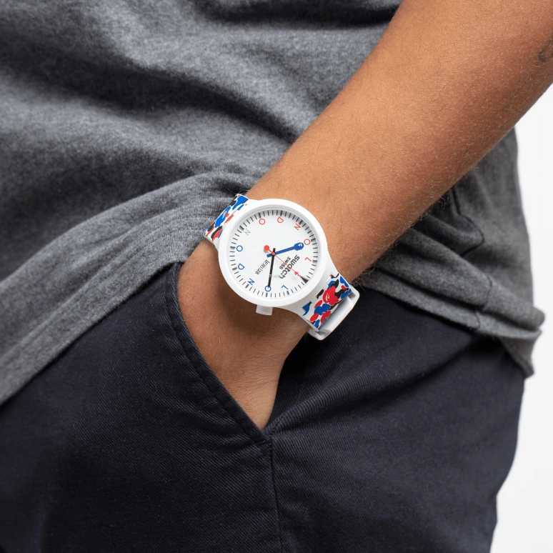Swatch,THE BOLD 47mm,47mm,Plastic,White,Quartz,Round,SO27Z706