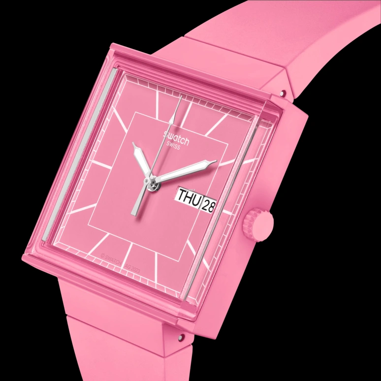 Swatch,Originals 41.80mm,41.80mm,Bioceramic,Pink,Quartz,Date,Day,SO34P700