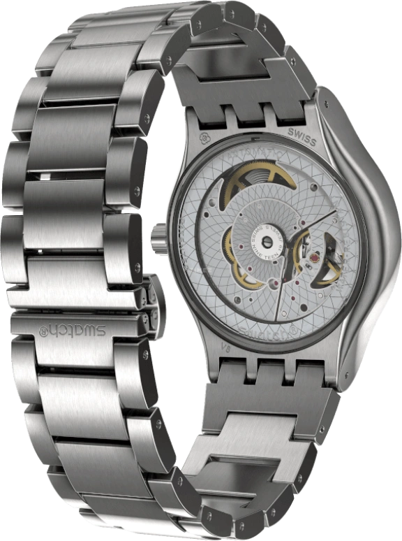 Swatch,IRONY 42mm,42mm,Stainless Steel,Black,Sapphire,Crystal Glass,Open,SY23S406G
