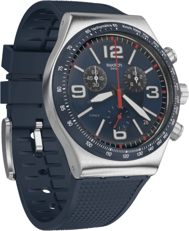 Swatch,IRONY 43mm,43mm,Stainless Steel,Blue,YVS454