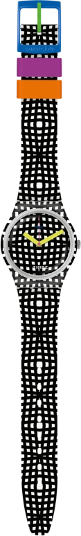 Swatch,Originals 34mm,34mm,Plastic,Black,White,Quartz,Sapphire,Crystal Glass,Tonneau,GW197