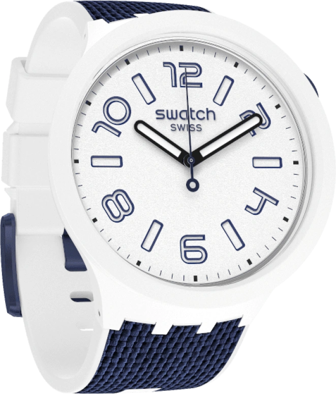 Swatch,THE BOLD 47mm,47mm,Plastic,White,Sapphire,Crystal Glass,Closed,SO27W102