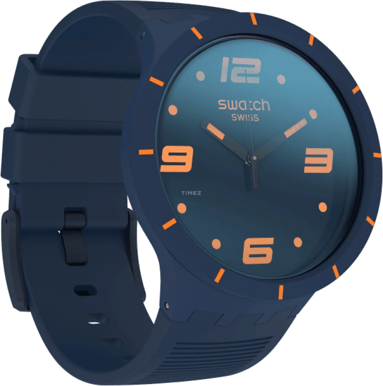 Swatch,THE BOLD 47mm,47mm,Plastic,Blue,Closed,SO27N110