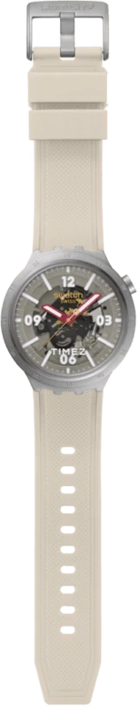 Swatch,THE BOLD 47mm,47mm,Stainless Steel,Cream,Quartz,Round,Gray,SB07S125