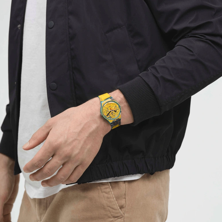 Swatch,Originals 41mm,41mm,Plastic,Yellow,Quartz,Sapphire,Round,SUOZ354