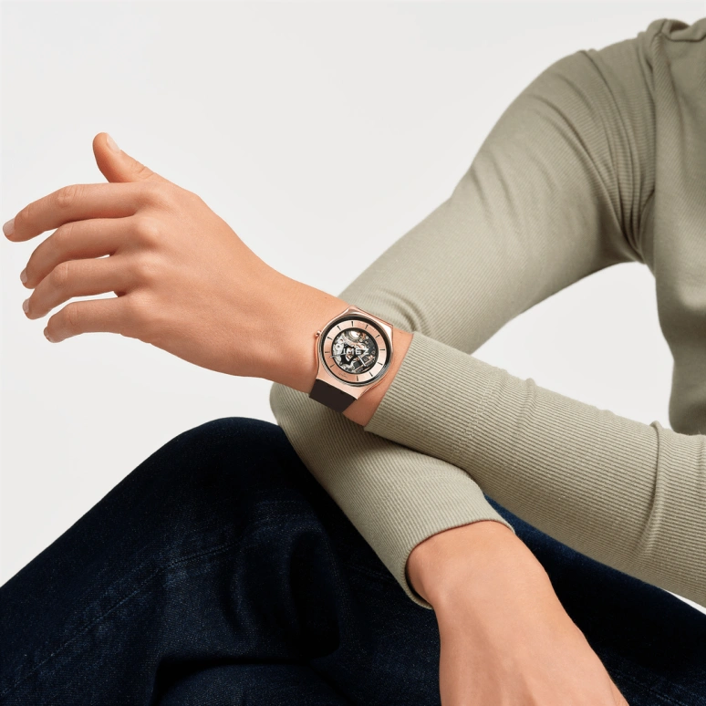 Swatch,Swatch Essentials 42mm,42mm,Stainless Steel,Rose Gold,Quartz,Round,SS07G107