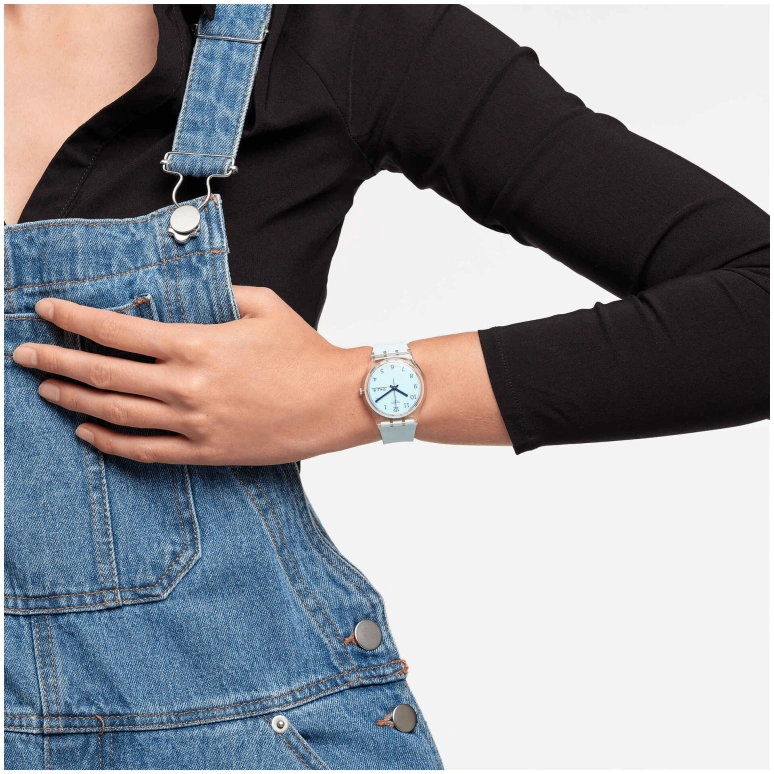 Swatch,Originals 34mm,34mm,Plastic,Blue,Pink,Sapphire,Crystal Glass,GE713