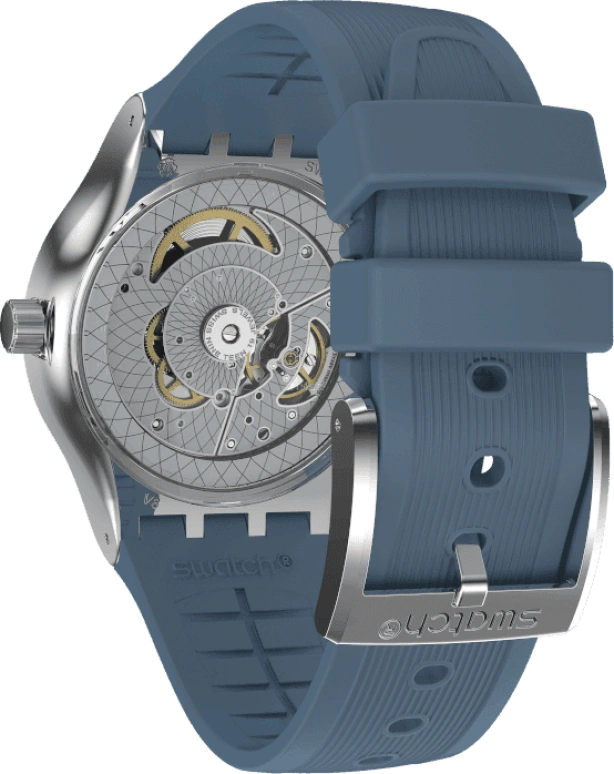 Swatch,IRONY 42mm,42mm,Stainless Steel,Blue,Open,YIS430