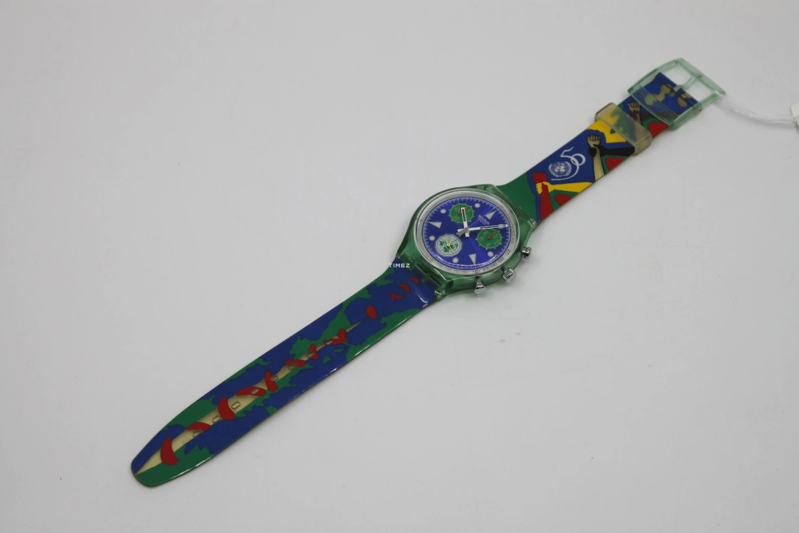 Swatch,Other 45mm,45mm,Plastic,Blue,Green,Quartz,Chronograph,Sapphire,SCZ103
