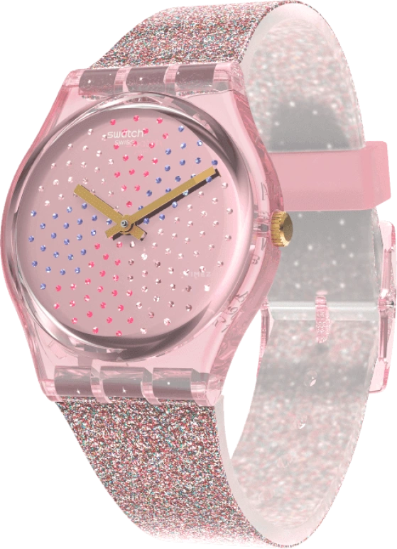 Swatch,Originals 34mm,34mm,Plastic,Pink,Sapphire,Crystal Glass,GP168