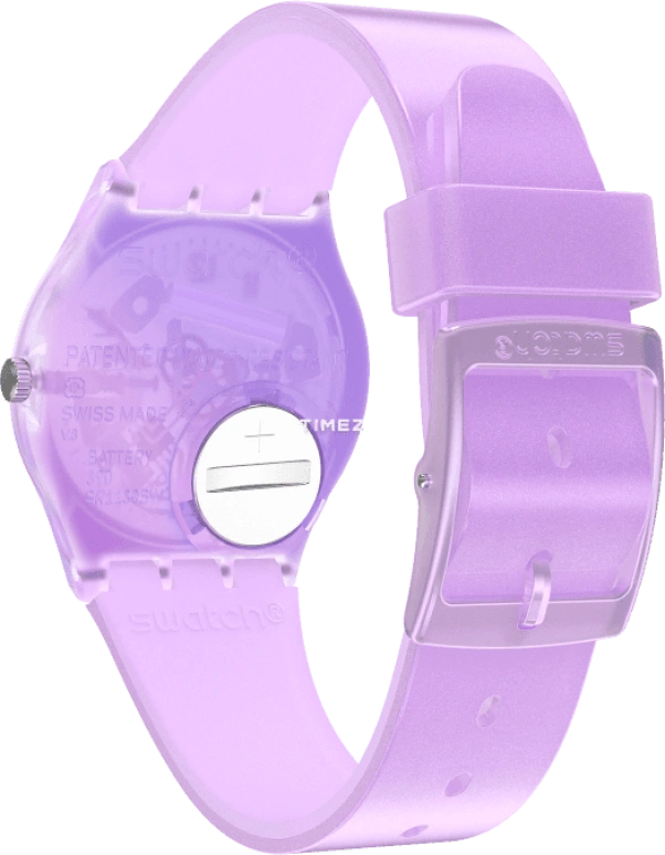 Swatch,Other 34mm,34mm,Plastic,Purple,Skeleton,Quartz,Sapphire,Crystal Glass,Round,GV136