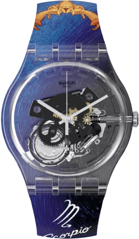 Swatch,Originals 41mm,41mm,Plastic,Transparent,Quartz,Sapphire,Crystal Glass,Round,SUOK136,SUOK136-049