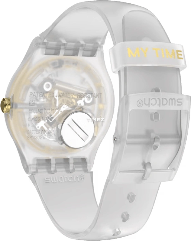 Swatch,Originals 41mm,41mm,Plastic,Transparent,Gold,Quartz,Tonneau,Transparent,SVIZ102,SVIZ102-5300