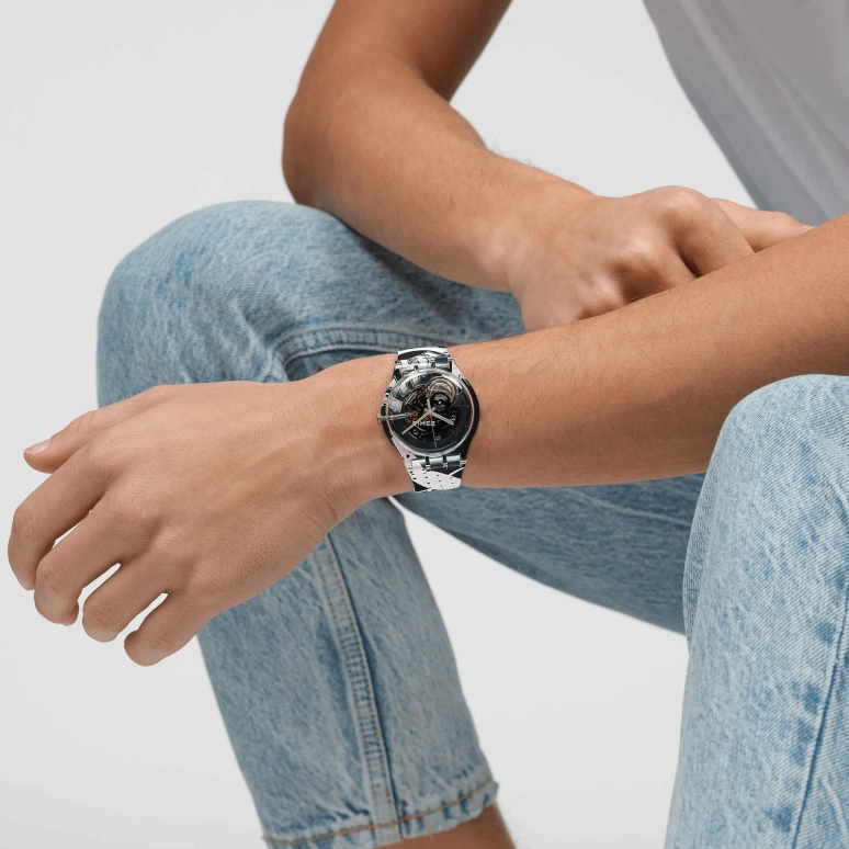 Swatch,Other 41mm,41mm,Plastic,Transparent,Quartz,Sapphire,Crystal Glass,Round,SUOK136,SUOK136-051