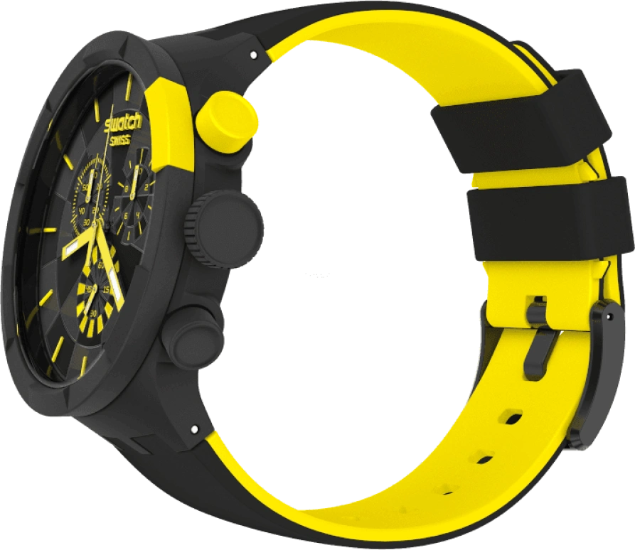 Swatch,THE BOLD 47mm,47mm,Plastic,Black,Sapphire,Crystal Glass,Closed,SB02B403