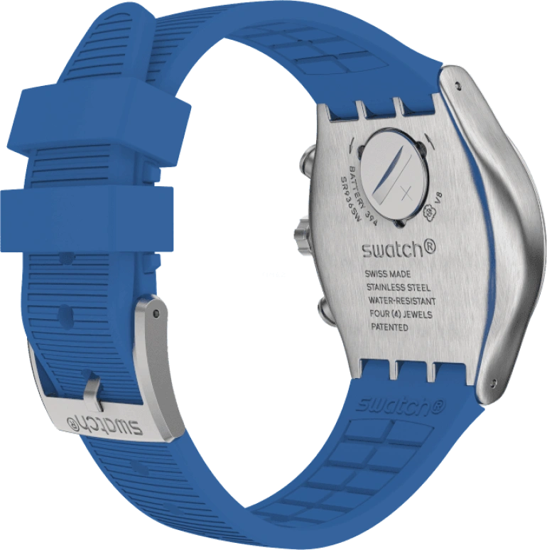 Swatch,IRONY 43mm,43mm,Stainless Steel,Black,Silver,Blue,Minutes,YVS485