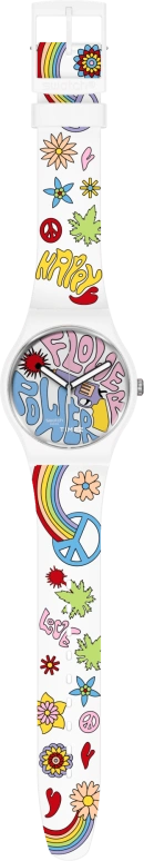 Swatch,Originals 41mm,41mm,Bioceramic,White,Multi-Color,Quartz,Sapphire,Crystal Glass,Round,SO32W107