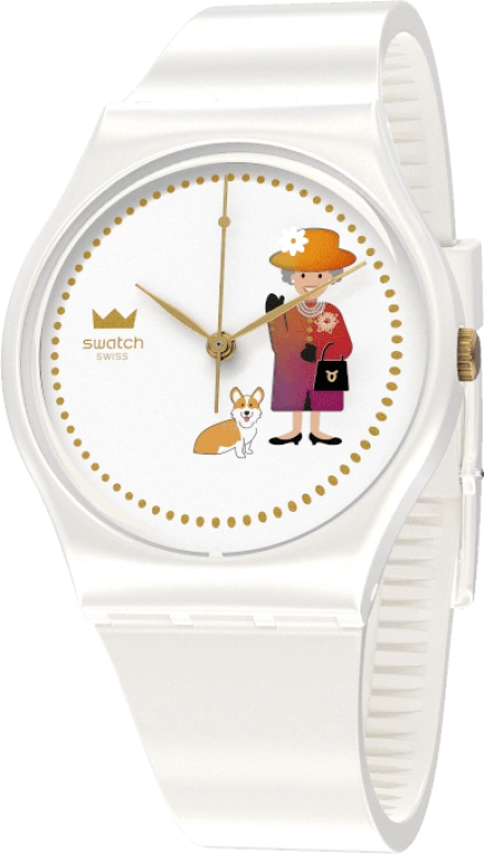 Swatch,Other 34mm,34mm,Plastic,White,Sapphire,Crystal Glass,GZ711