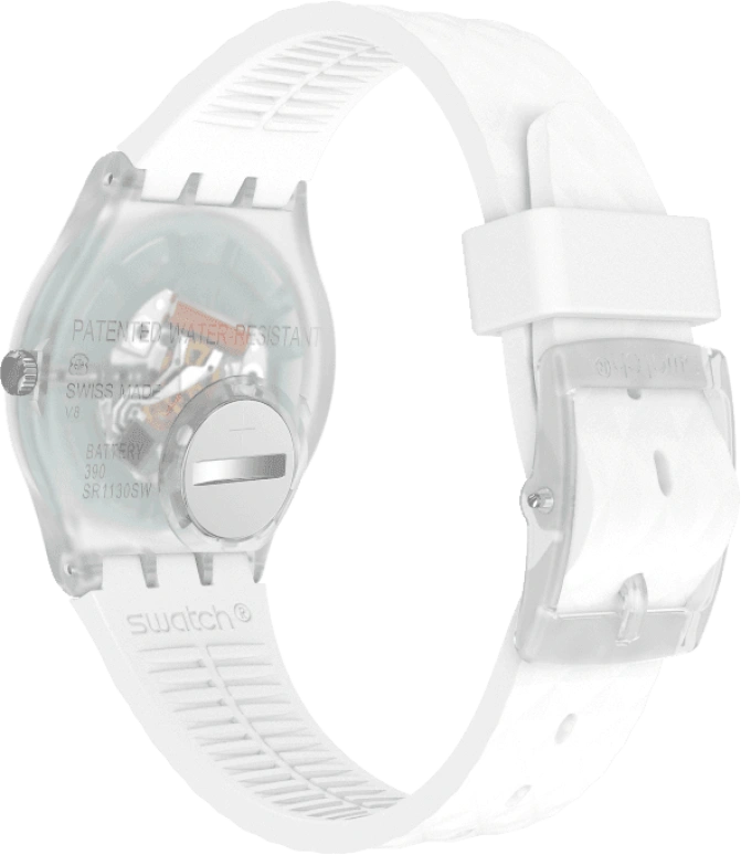 Swatch,Originals 34mm,34mm,Plastic,White,Quartz,Baton,GE286