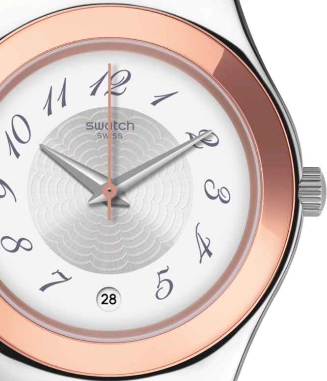Swatch,IRONY 33mm,33mm,Stainless Steel,Silver White,Quartz,Day,Round,YLS454G