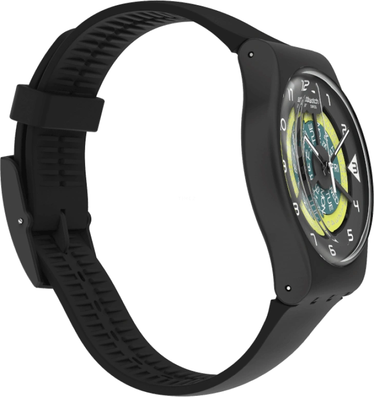 Swatch,Originals 41mm,41mm,Plastic,Black,Sapphire,Crystal Glass,Closed,SUOB732