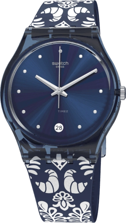Swatch,Originals 34mm,34mm,Plastic,Blue,GN413