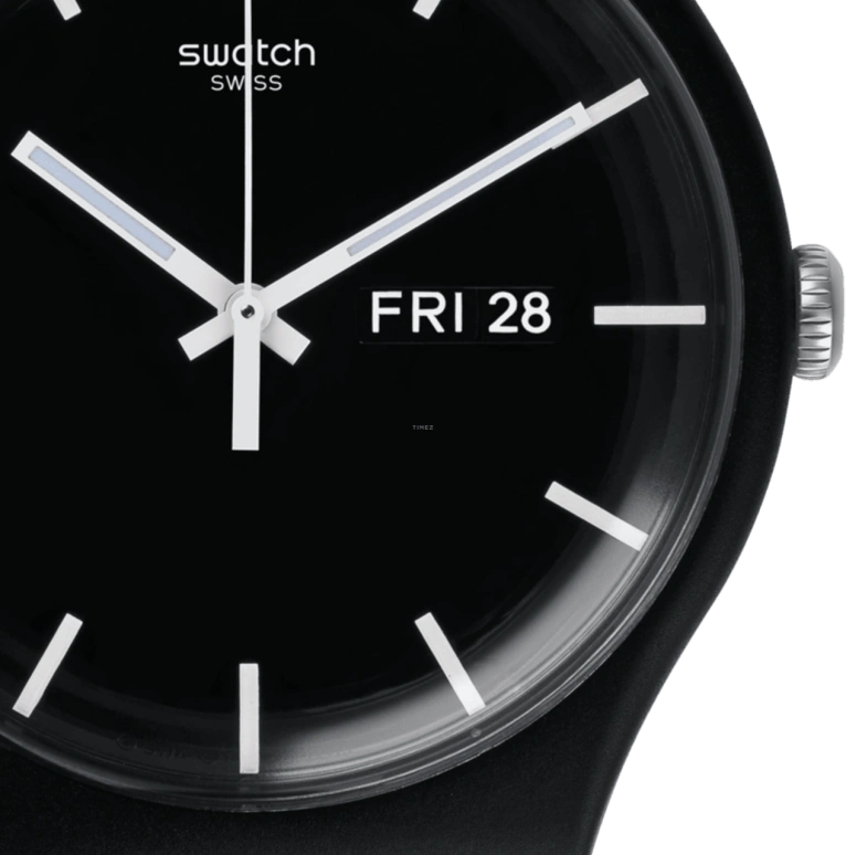 Swatch,Originals 41mm,41mm,Plastic,Black,Quartz,Date,Day,SUOB720