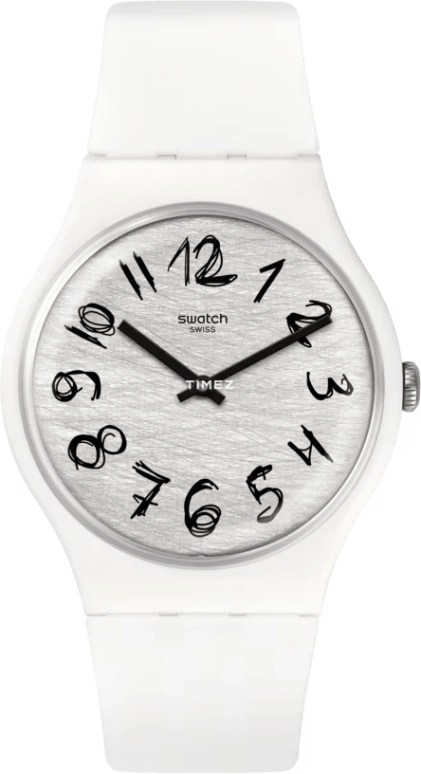 Swatch,Originals 41mm,41mm,Plastic,Grey,Quartz,Round,White,SUOW153
