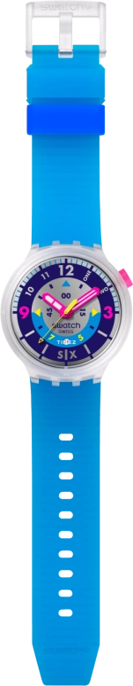 Swatch,NEON 47mm,47mm,Composite,Blue,Grey,Quartz,Day,Round,SB01K400