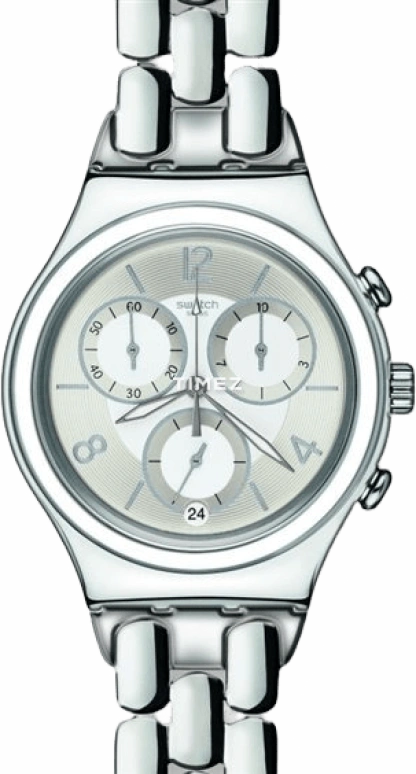 Swatch,Other 39mm,39mm,Stainless Steel,Silver White,White,Quartz,Chronograph,Day,YCS539G