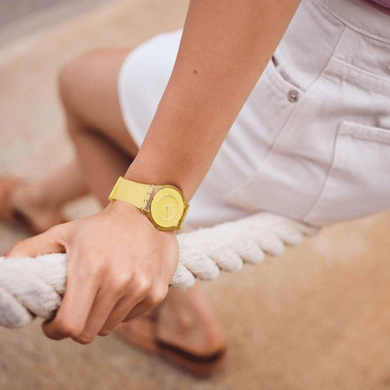 Swatch,SKIN 34mm,34mm,Bioceramic,Yellow,Open,SS08J100