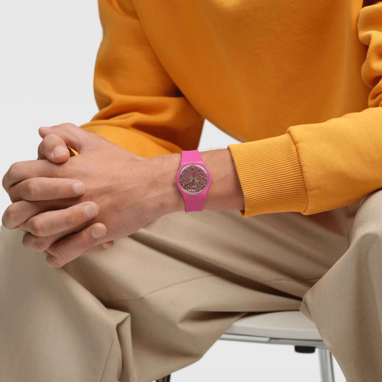 Swatch,Originals 34mm,34mm,Bio-sourced,Pink Red,Quartz,Round,SO28P110