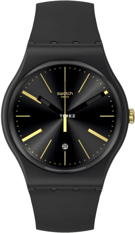 Swatch,Originals 41mm,41mm,Bio-sourced,Black,Quartz,Day,Round,SO29B403