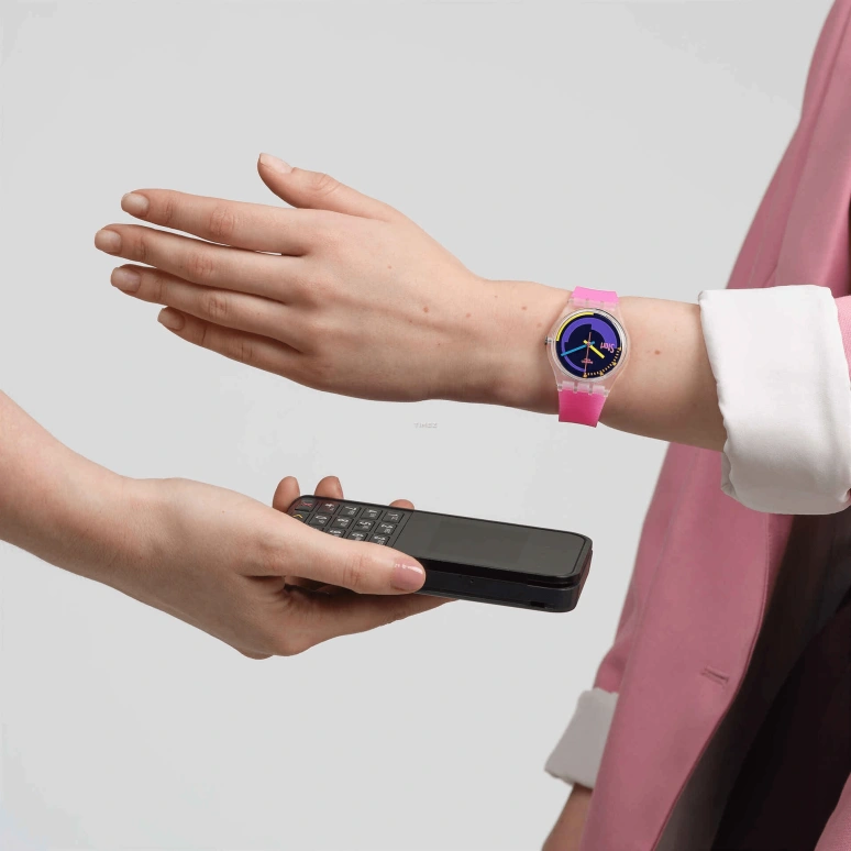 Swatch,NEON 34mm,34mm,Bio-sourced,Multi-Color,Quartz,Sapphire,Tonneau,SO28K112,SO28K112-5300