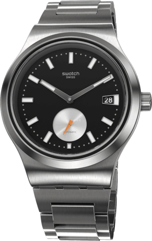 Swatch,IRONY 42mm,42mm,Stainless Steel,Black,Sapphire,Crystal Glass,Open,SY23S406G