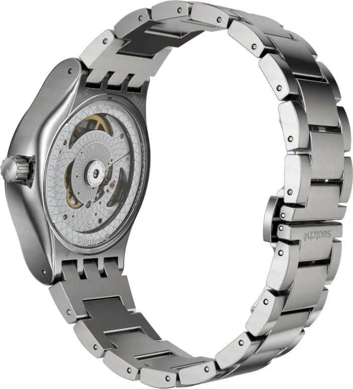 Swatch,IRONY 42mm,42mm,Stainless Steel,Black,Sapphire,Crystal Glass,Open,SY23S406G