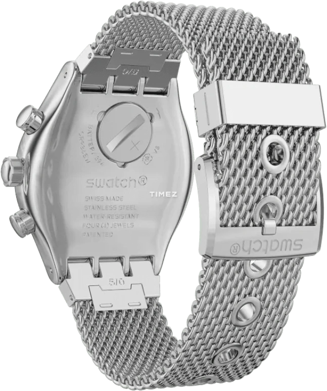 Swatch,IRONY 43mm,43mm,Stainless Steel,Black,Quartz,Chronograph,Day,YVS453M