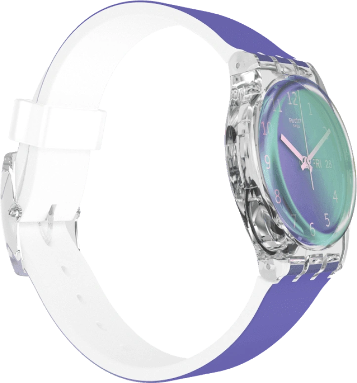 Swatch,Originals 34mm,34mm,Plastic,Purple,Green,Sapphire,Crystal Glass,GE718