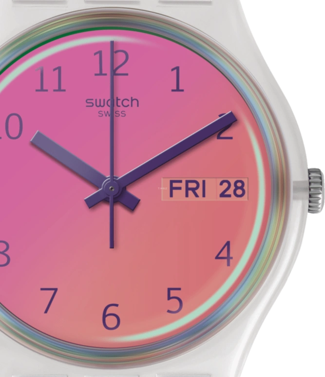 Swatch,Originals 34mm,34mm,Plastic,Pink,Sapphire,Crystal Glass,GE719