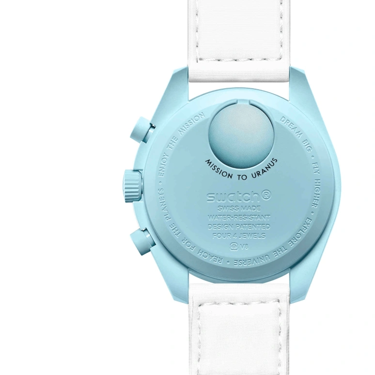 Swatch,MoonSwatch 42mm,42mm,Bioceramic,Blue,Quartz,Chronograph,Rattrapante,SO33L100
