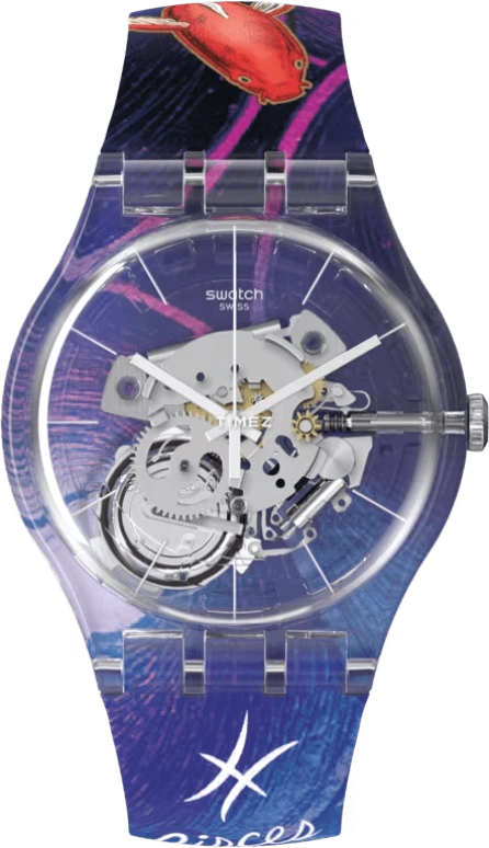 Swatch,Originals 41mm,41mm,Plastic,Transparent,Quartz,Sapphire,Crystal Glass,Round,SUOK145,SUOK145-057