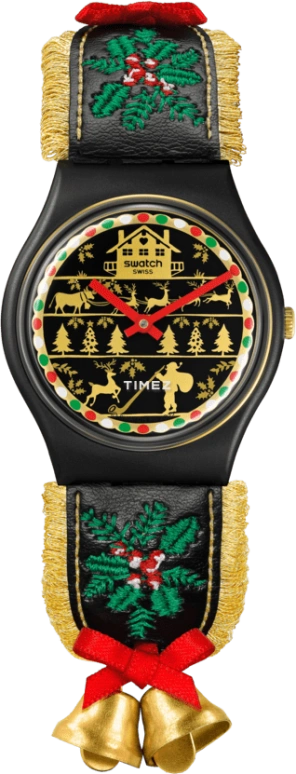 Swatch,Other 34mm,34mm,Bio-sourced,Black,Gold,Quartz,Round,Black,SO28B115