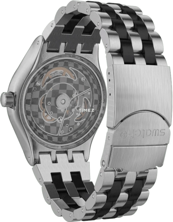 Swatch,IRONY 42mm,42mm,Stainless Steel,Beige,Quartz,Day,Tonneau,YIS424G