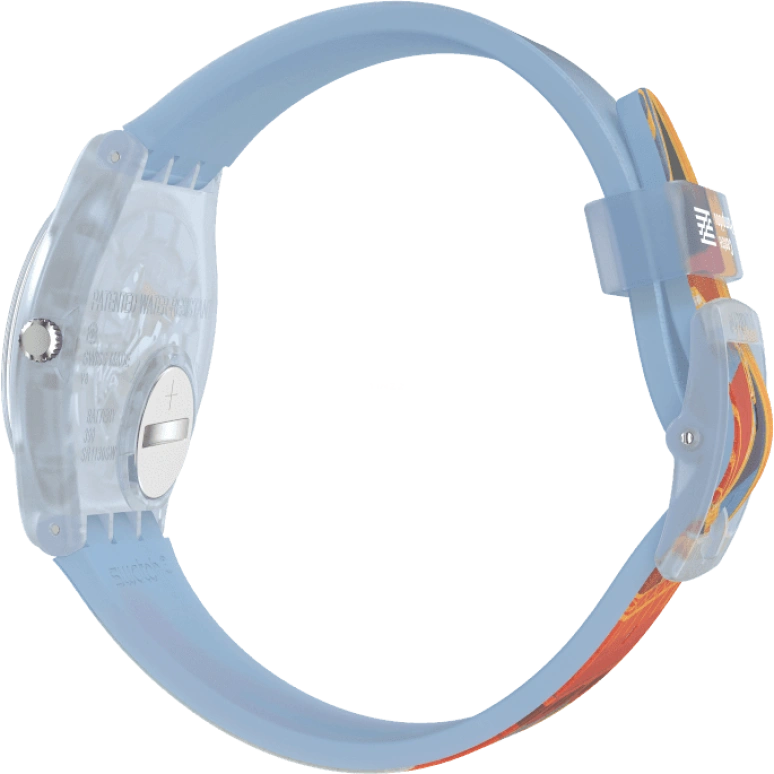 Swatch,Originals 34mm,34mm,Plastic,Blue,Quartz,Sapphire,Crystal Glass,Round,GZ357