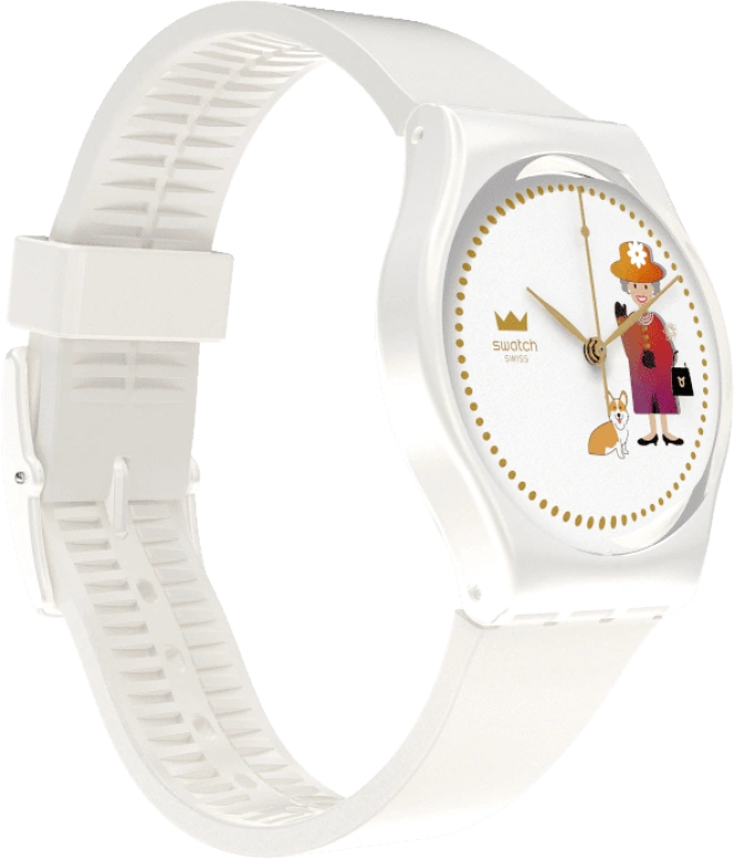 Swatch,Other 34mm,34mm,Plastic,White,Sapphire,Crystal Glass,GZ711